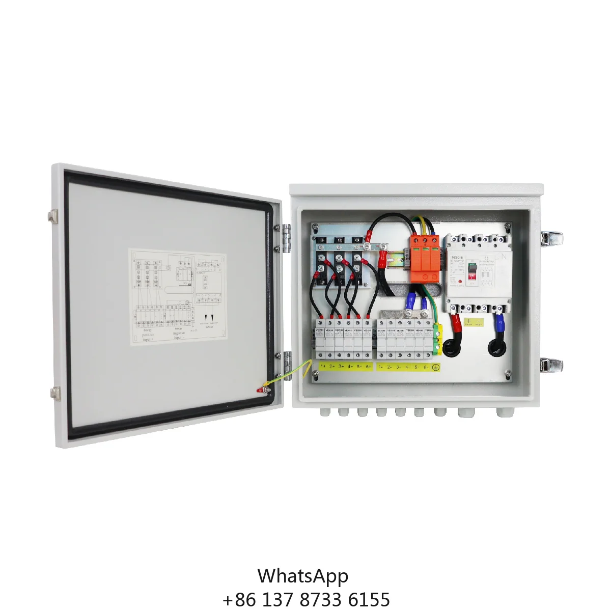 VEICHI Wall Mounted 1000V 225A 14 Ways Strings 14 In And 1 Out Metal Solar IP65 Waterproof Combiner Box For Off-grid System