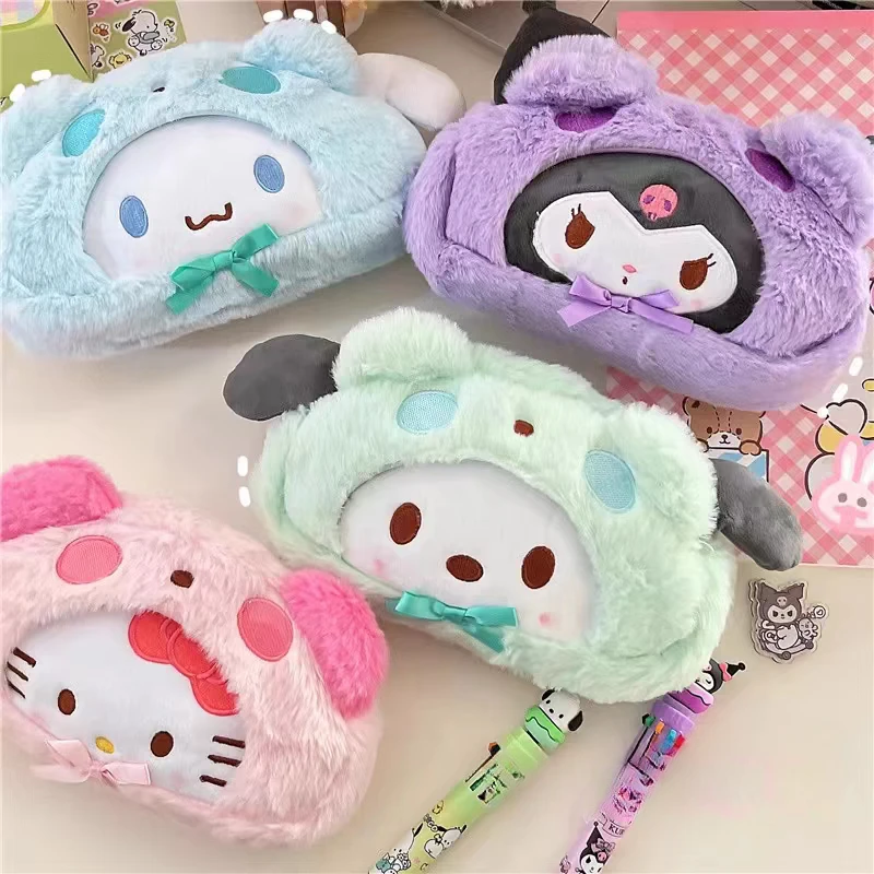 

Cinnamorolls Large Capacity Pencils Bag Cute Kuromis Mys Melodys Plush Pen Bag Girl Makeup Bags School Stationery Supplies