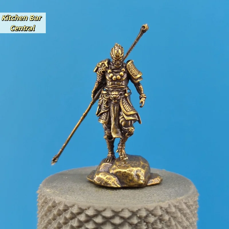 【1PC Miniature Sun Wukong Figurine With Golden Cudgel Desk Ornament Home Car Decor Craft Statue Model Mini Monkey Craft】