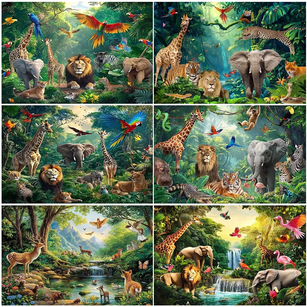 

Jungle Wildlife Theme Background Party Decoration Supplies Banner Giraffe Elephant Lion Baby Shower Photography Props Kid Gifts