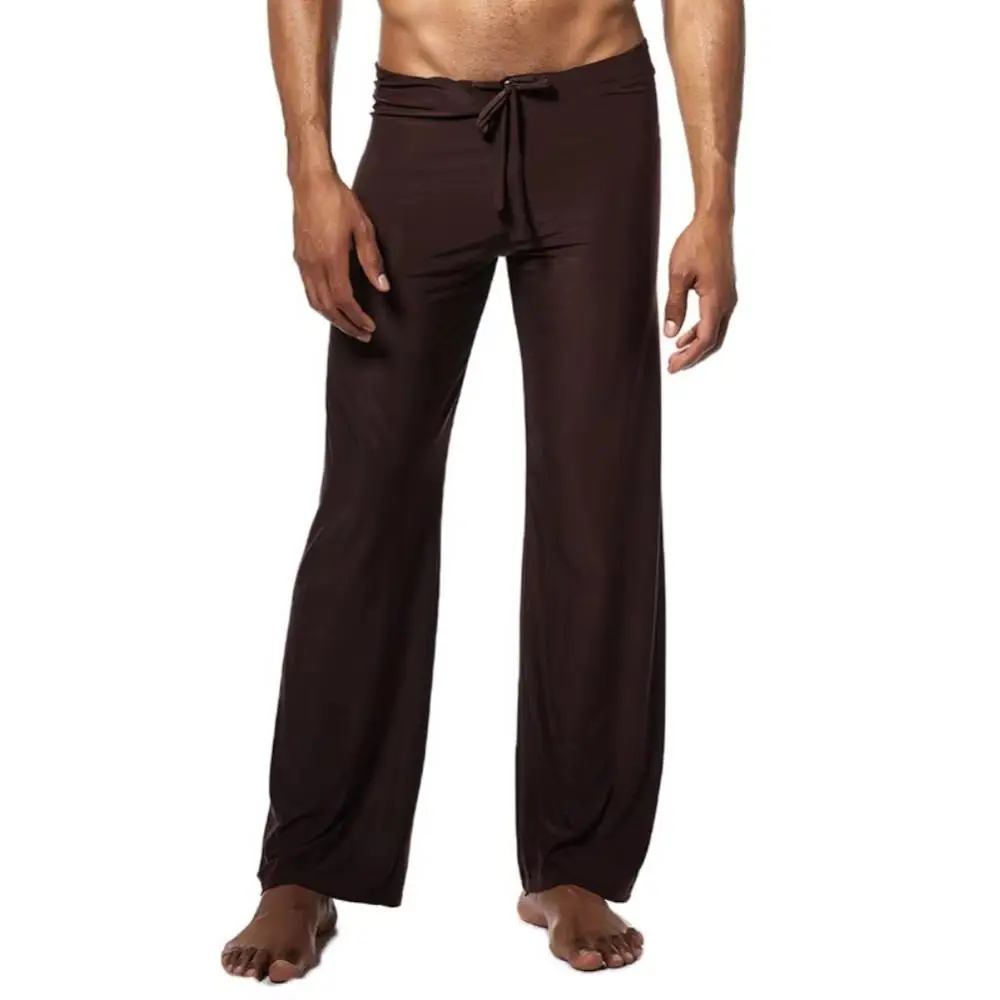 

Men Casual Low-waisted Drawstring Loose Pants Running Yoga Trousers Men's Lace Up Loose Ice Silk Casual Pants Sleeping Pants