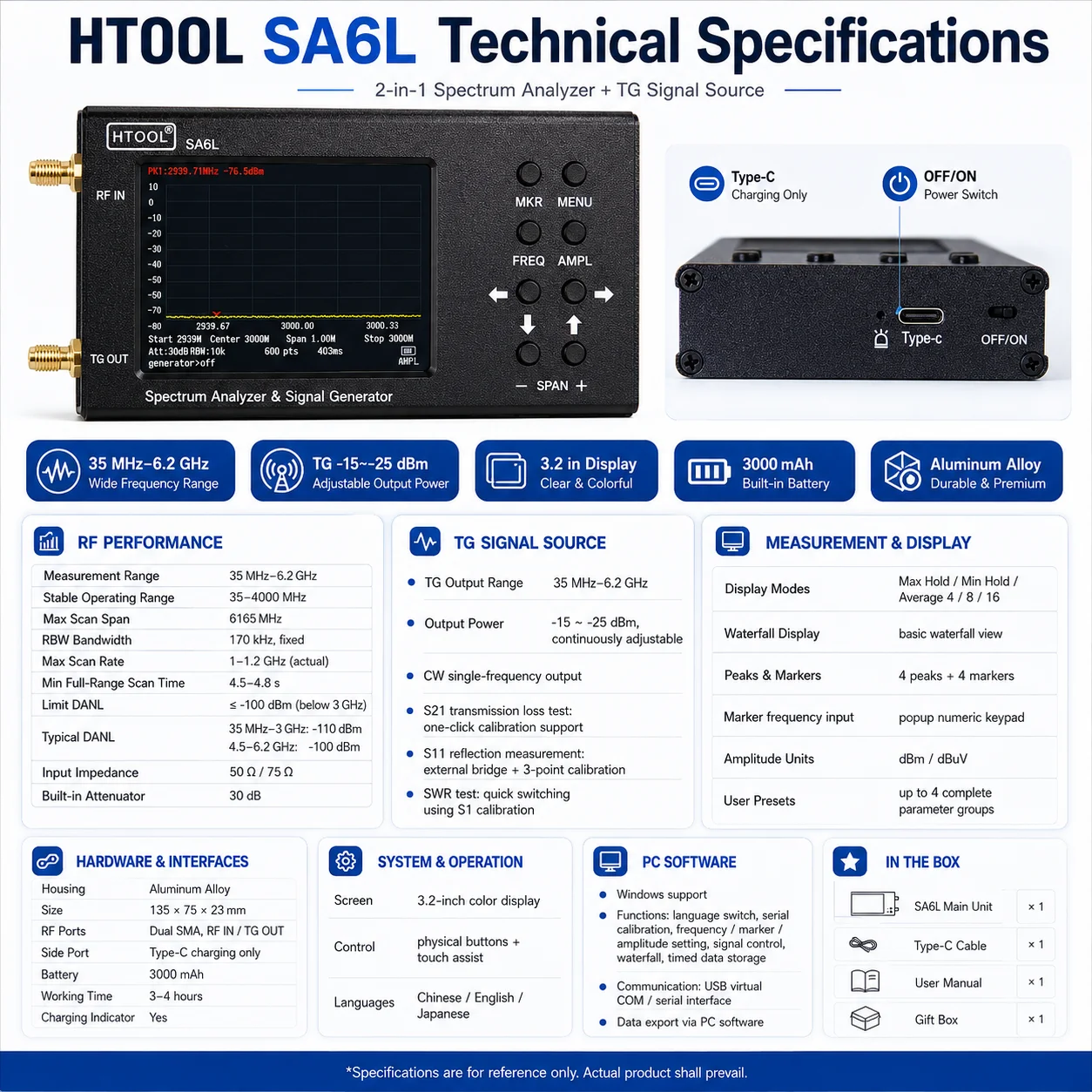 HTOOL SA6L 35MHz-6.2GHz Portab - Signal Generator Spectrum Analyzer recension och pris