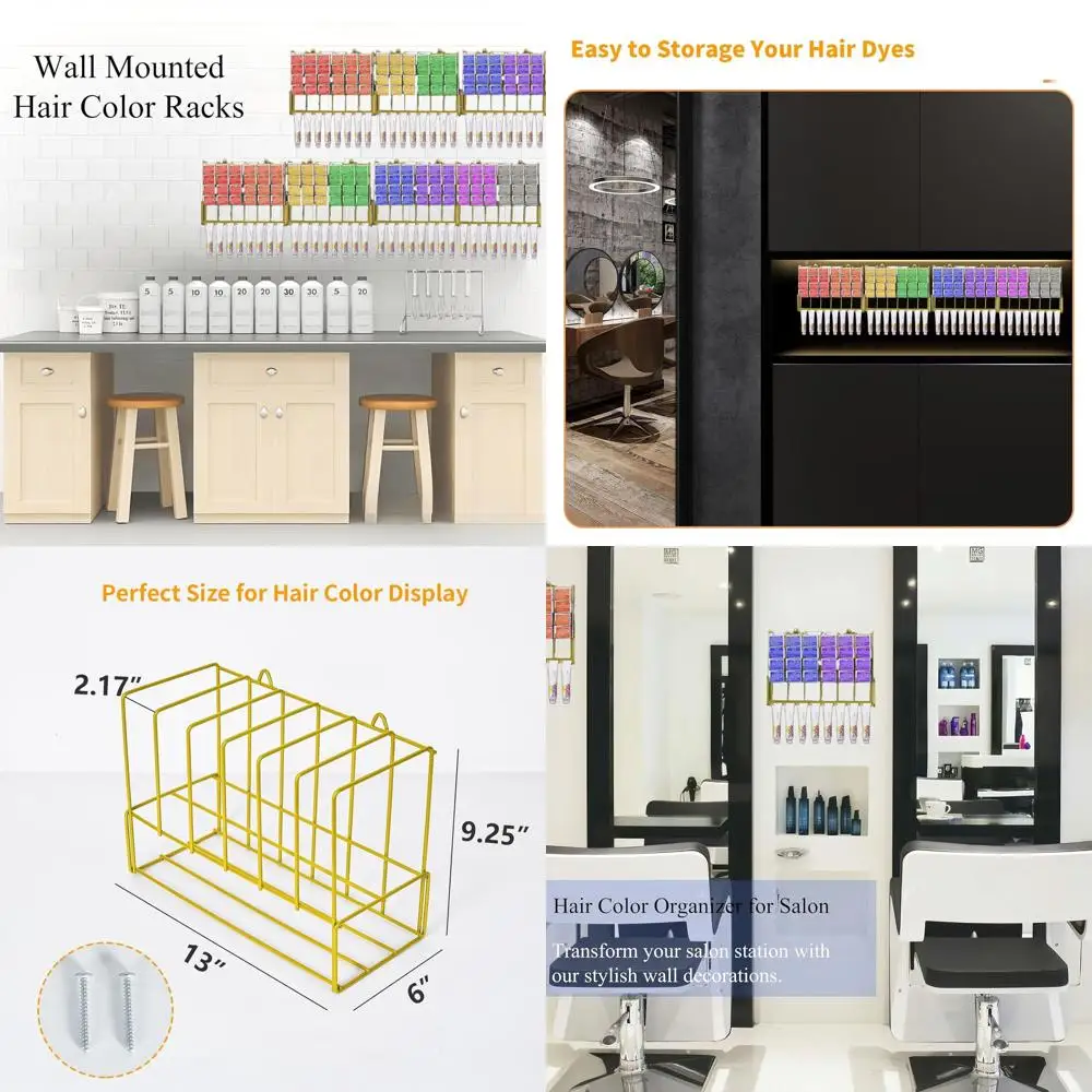 

2-Piece Metal Hair Dye Storage Racks, Wall-Mounted Cabinet for Hair Color Tubes