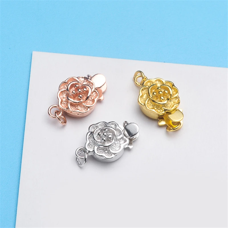

3PCS 10x10mm Flower Shape Pattern Necklace Bracelet DIY Jewelry Making Connector Silver/Gold/Rose Gold Buckle Accessories