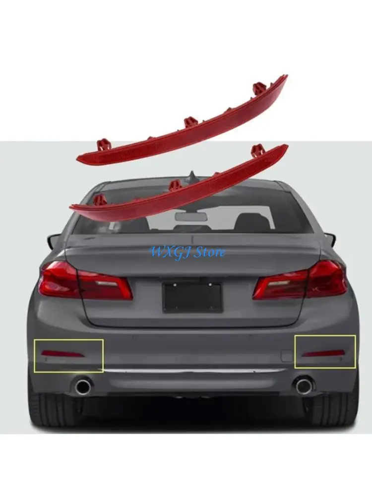 

37JE 2pcs Rear Bumper Trim Reflector Strips 63147388765 63147388766 for 530i 540i 530e Reflective Cover Replacement