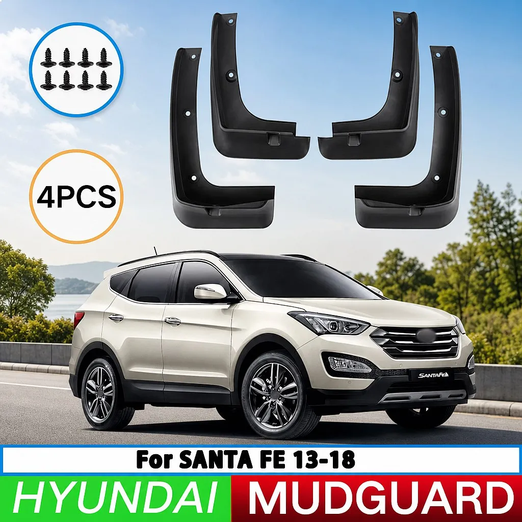 

For Hyundai Santa Fe 2013-2018 Mud Flaps Splash Guards Front Rear 4pcs Set Car Fender Protector