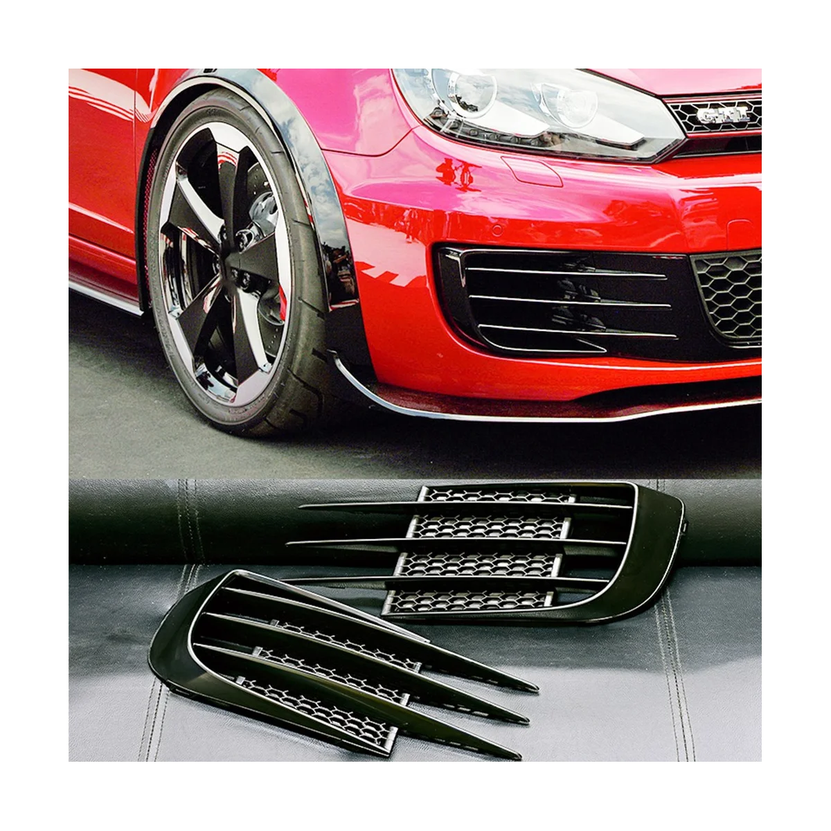 Car Front Fog Lamp Cover Fog Lamp Grille Wind Blade Car for Golf 6 Golf 6 High 6 GTD 2008-2013