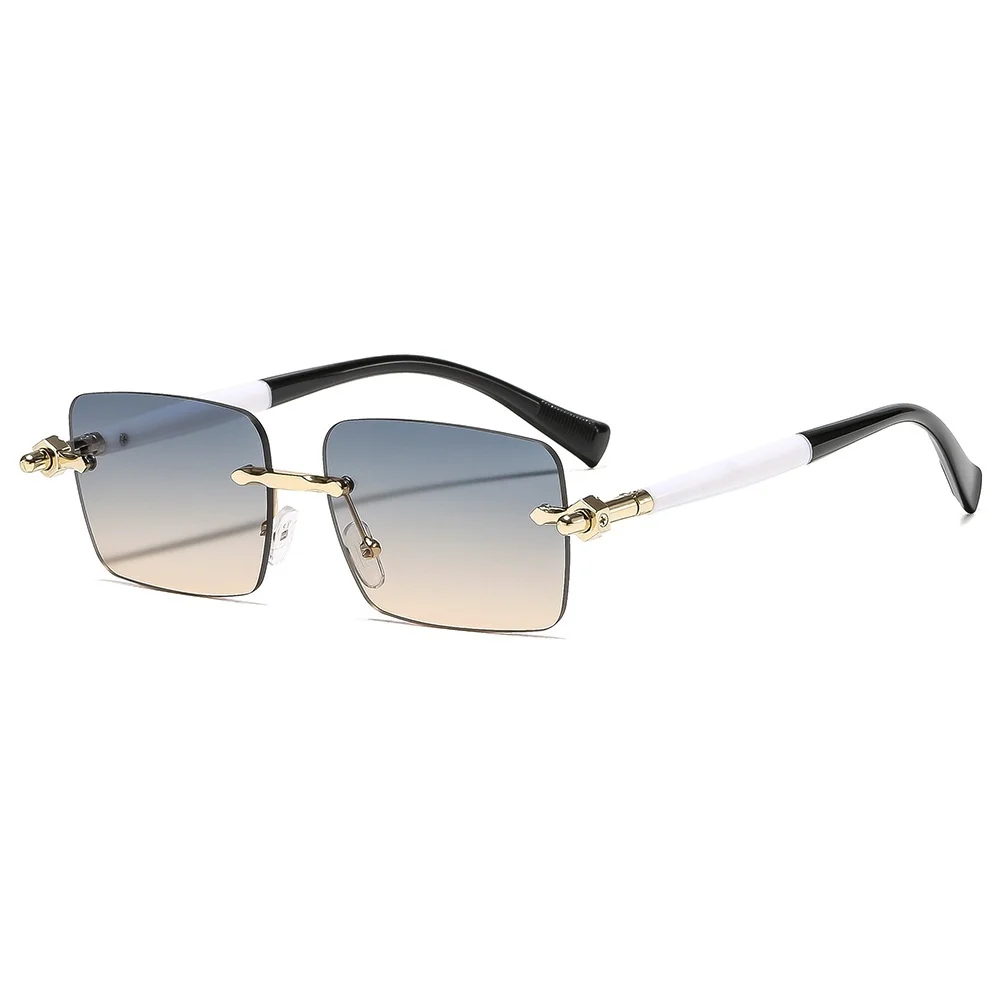 

New Retro Frameless Gradient Square Women Sunglasses Brand Contrast Color Frame Design Trendy All Match Men Casual Glasses UV400