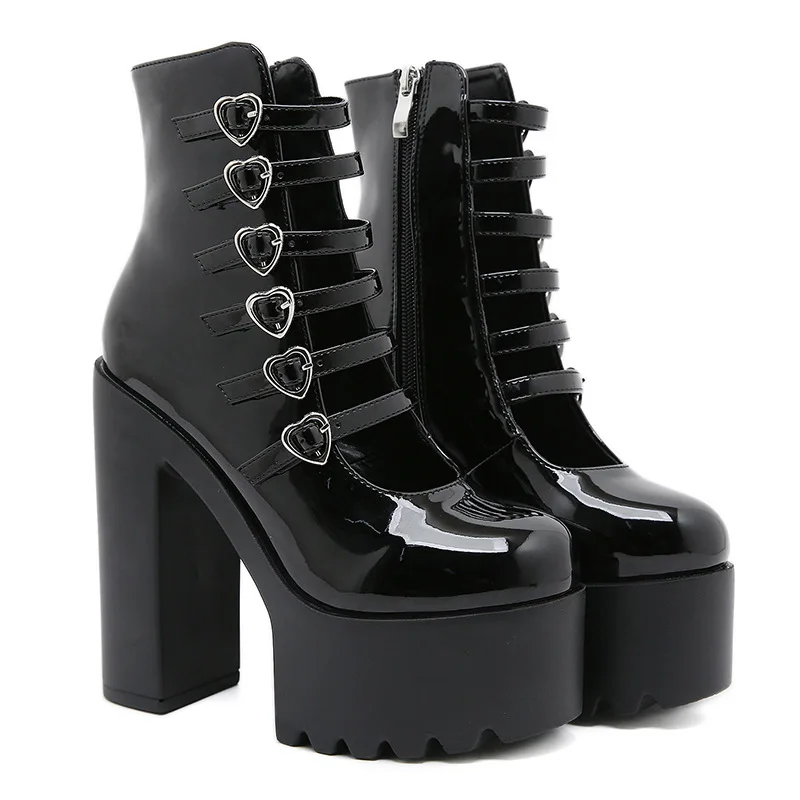 براءات الاختراع والجلود الجوف خارج جولة تو منصة سميكة حذاء بكعب سميك 14 سنتيمتر النساء مضخات سستة الصنادل موضة الأحذية الغربية مثير