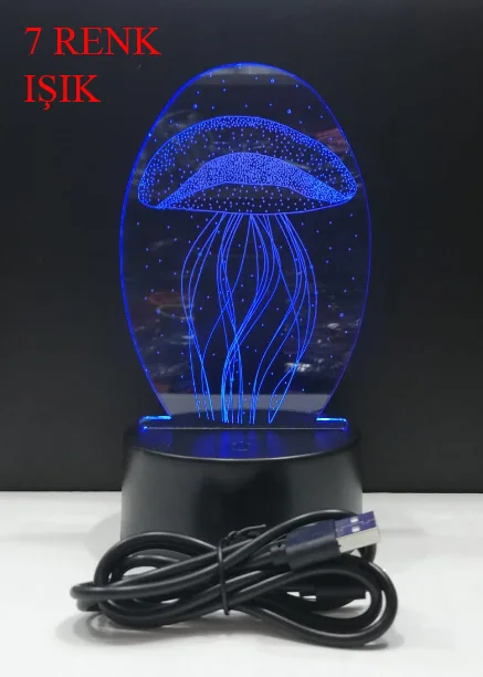 3D Illuminated jellyfish Lamp Gift,love,family,friendship,celebration,fun,Joke, Cute, ships from Turkey