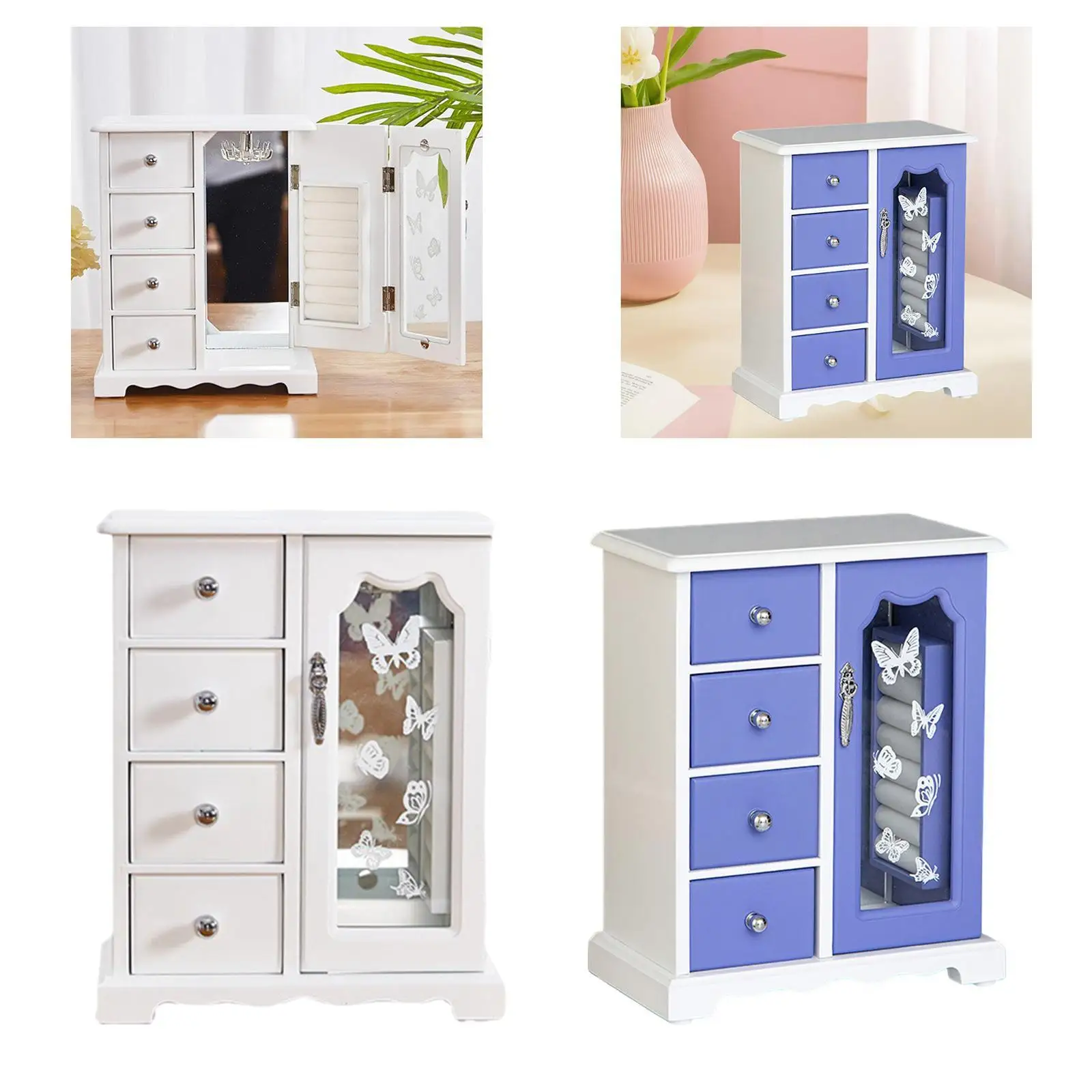 Wood Jewelry Box Ornament Trinket Storage Box for Bracelets Rings Necklaces