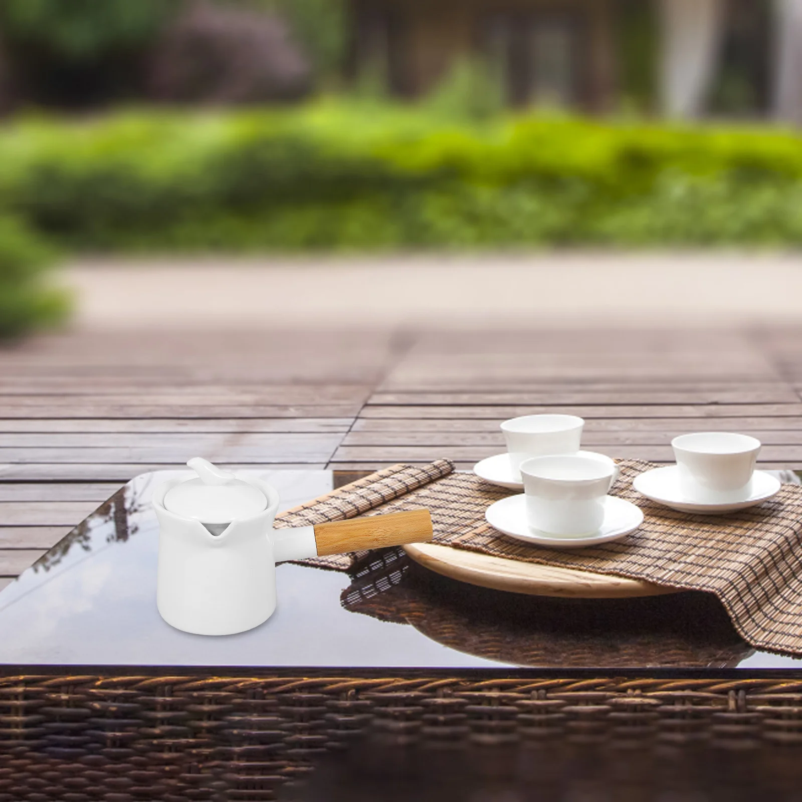 

Small Ceramic Milk Pan Premium Material Anti Scalding Handle for Melting Chocolate Soy Sauce Container Kitchen Supply