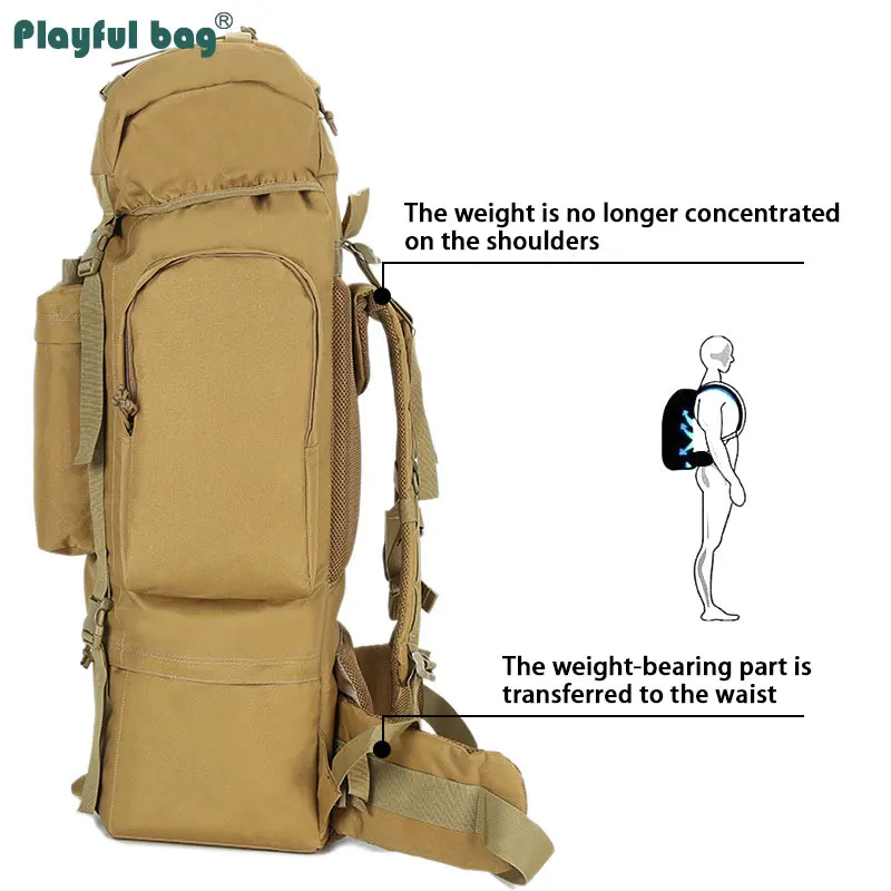 Mochila táctica militar rusa impermeable – Camuflaje 70L alta capacidad - imagen 5