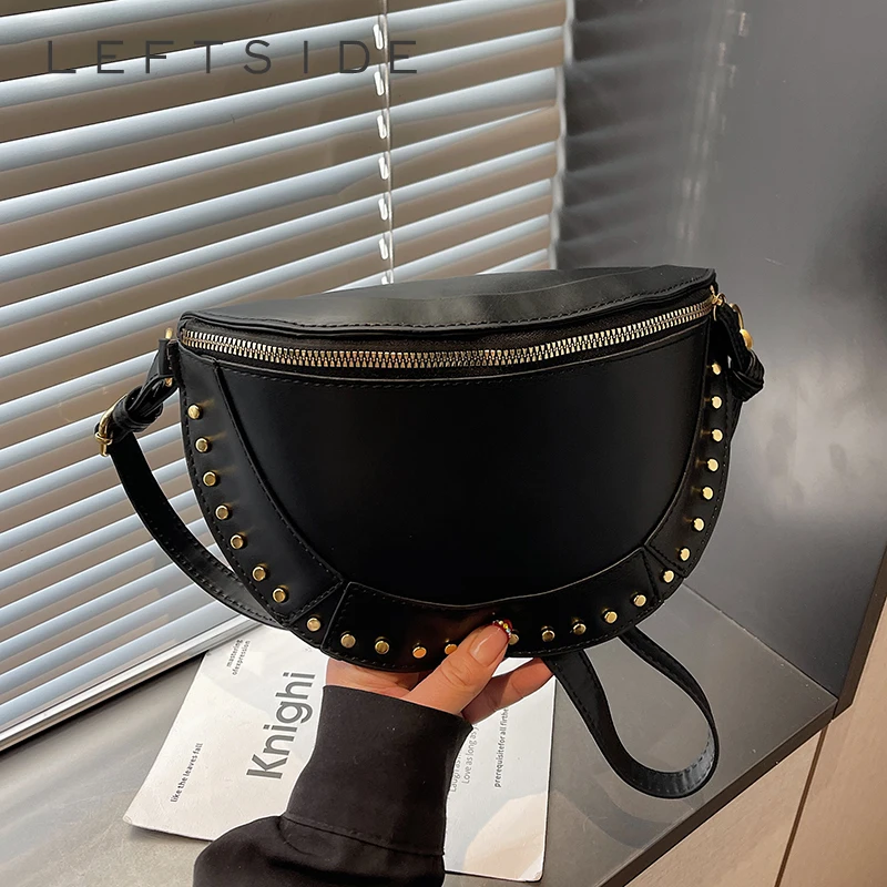 

LEFTSIDE Small PU Leather Rivets Design Shoulder Bags for Women 2025 Luxury Designer NewTrend Crossbody Bag Females Handbags