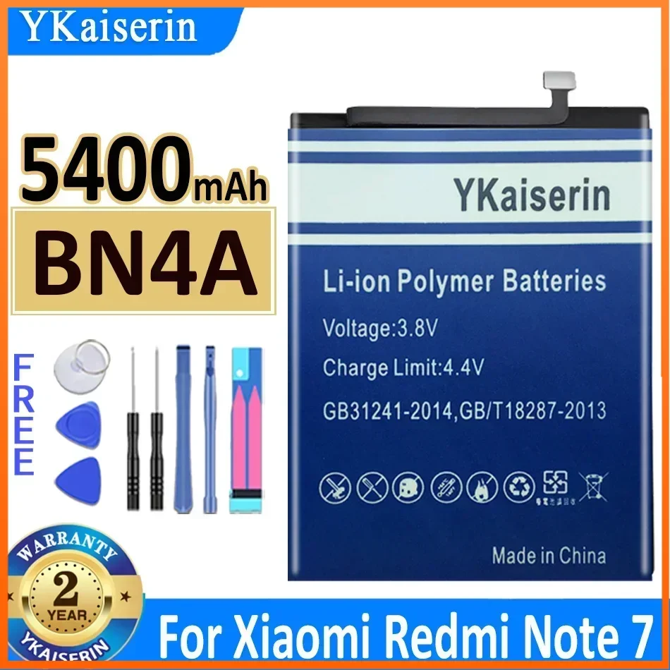 

Аккумулятор ykaisсеребрин BN4A на 5400 мАч для Xiaomi Redmi Note 7 Note7, аккумулятор большой емкости, гарантия 2 года + трек-код