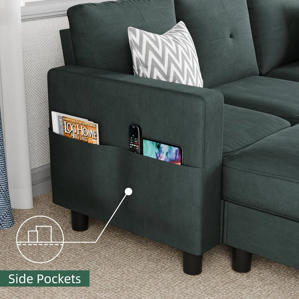 

Sectional Couches for Living Room, Convertible Sectional Sofa Set with Storage for Small Space (Dark Grey)