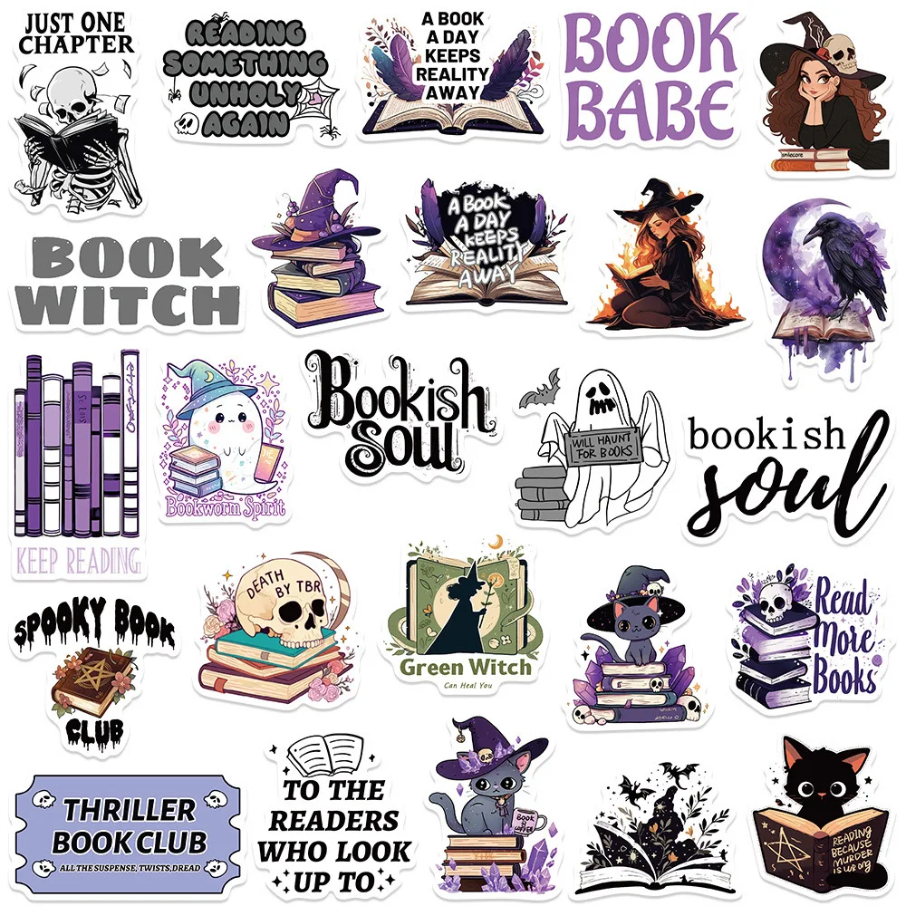 10/50 Stuks Cool Gothic Heks Meisje Boekachtige Stickers Donkere Leesstickers Diy Kid Plakboek Telefoon Fietskoffer Schattige Graffiti Sticker