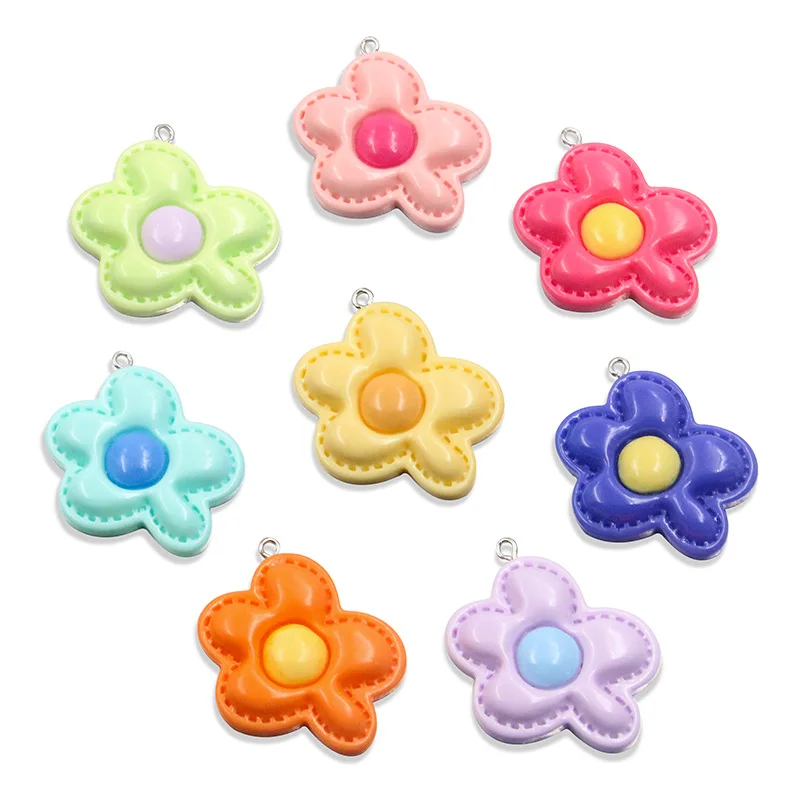 

8Pcs Shiny Irregular Flower Accessories DIY Keychain Dopamine Resin Bag Pendant