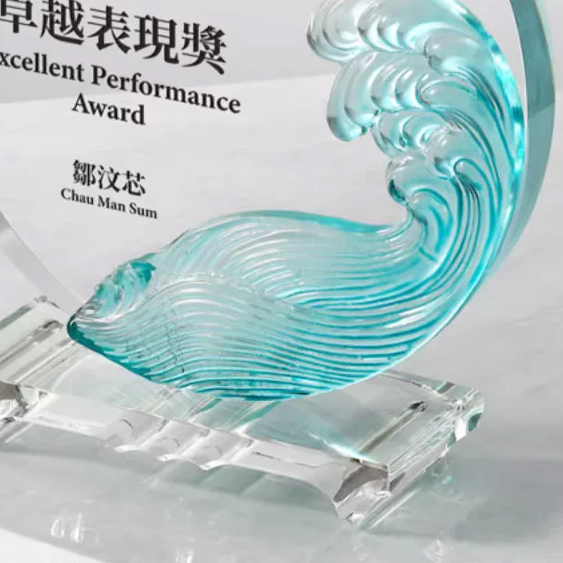 Customized Colored Glaze Crystal Trophy, Competition Award Annual Meeting Souvenir, Outstanding Staff Medal Home Decoration, 1Pc