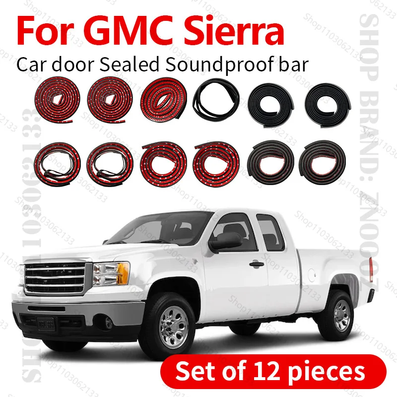 

For 1988-2025 GMC Sierra Car Door Seal Strip Rubber Double Layer Sealing Protector Soundproof Dustproof Seal Strip 12PCS Set