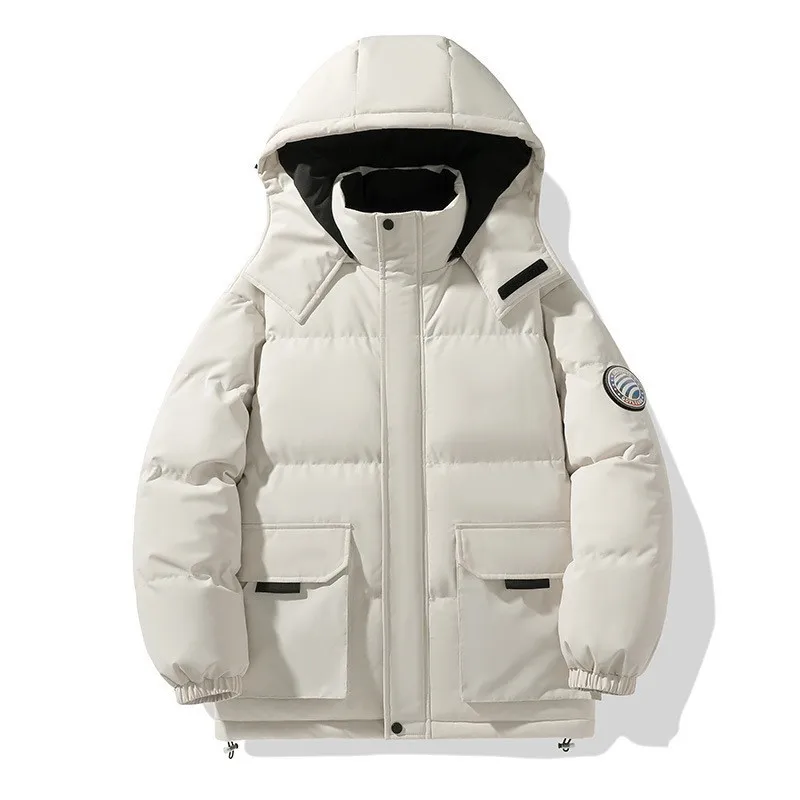 Men's Winter Thickened Fleece Cotton-Padded Jacket Outdoor Sports Hooded Mountaineering Workwear Warm Couple's Coat