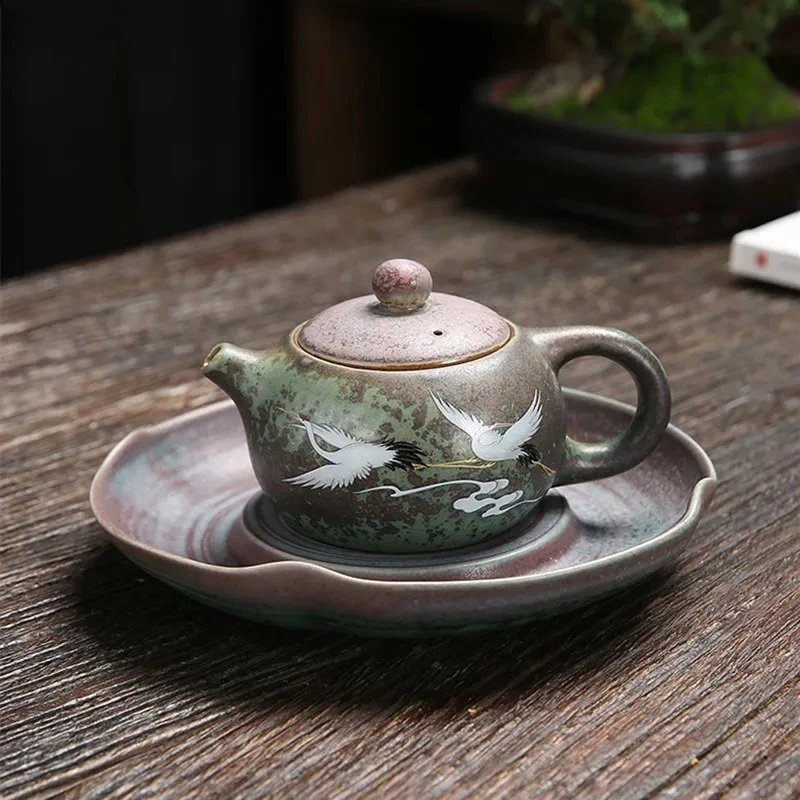 

Japanese style Rusty Glazed Ceramic Teapot Creative Office Coarse Pottery Pu erh Teapot Tea Ceremony Kung Fu Tea Set Accessories
