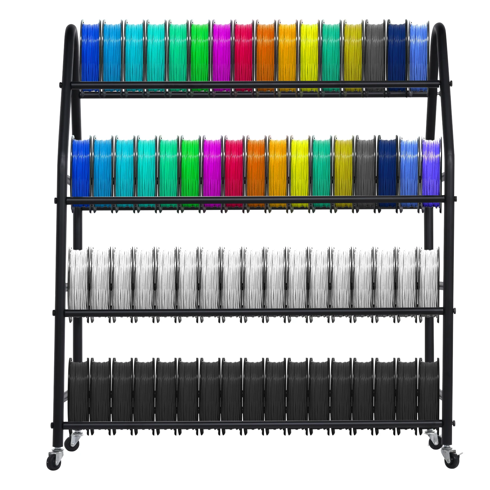 3D Printer Filament Storage Rack 3D Printer Filament Stand with Wheels Heavy Duty Metal Shelf, 3D Printing Accessories black