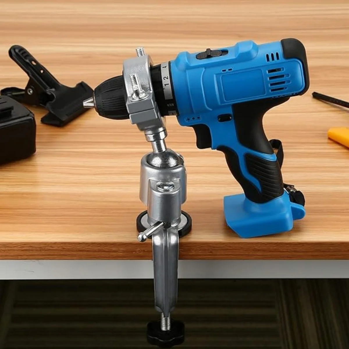 دعامة مطحنة كهربائية عالمية، ملزمة دوارة 360 درجة °   ملزمة ثابتة للحفر الكهربائية متعددة الوظائف قابلة للتعديل