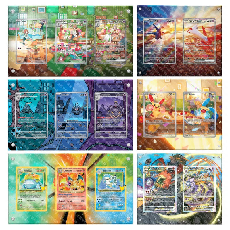عرض فني لبطاقة البوكيمون Latios Charizard Mewtwo حامل عرض مجموعة ألعاب أنيمي الكلاسيكية ذاتية الصنع