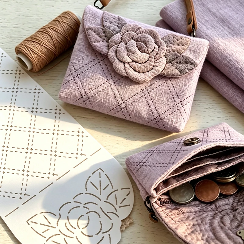 Rose Handbag Sewing Template for DIY Projects
