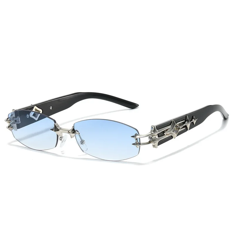 Cross-border rimless Sunglasses for Women Korean Style Y2K Star Chain Sunglasses, Trendy Retro Sunglasses for Sun Protection