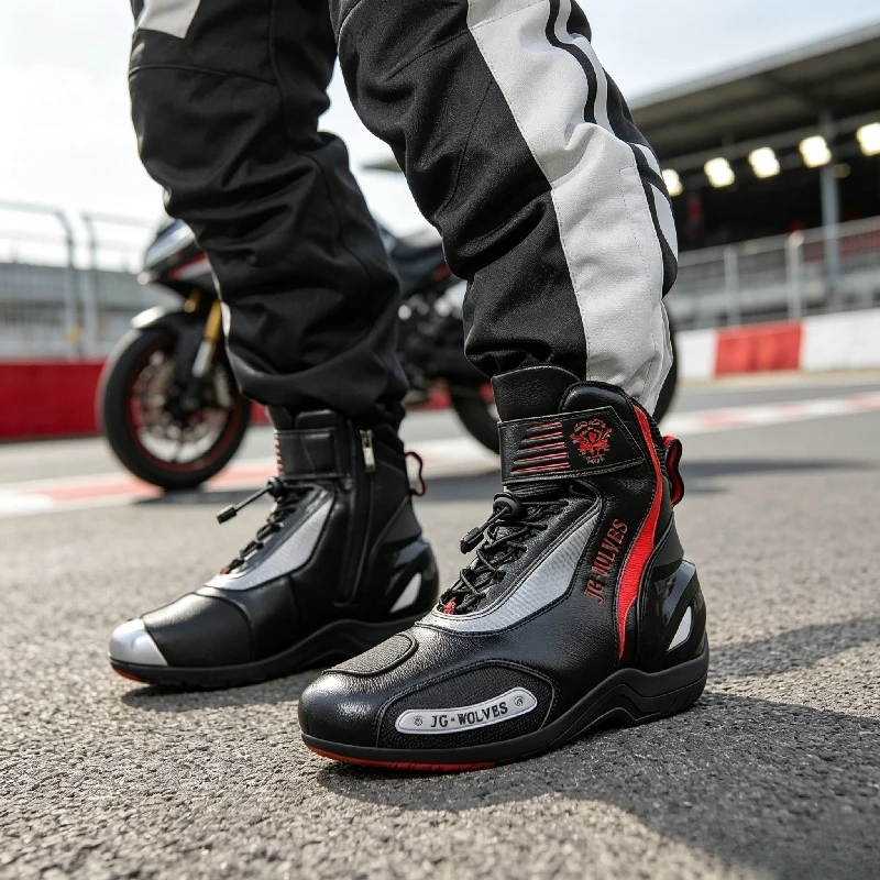 JG.WOLVES Sneaker for Men Women New Moto Biker Shoes Motorcycle Boots Non-Slip Moto Motorcycle Shoes Motorcycle Accessories
