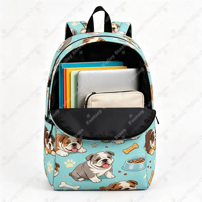 Cartoon Kawaii Bulldog Backpack Puppy Women Men Rucksack for Travel Children Teenager School Laptop Bags Daypack Bookbag