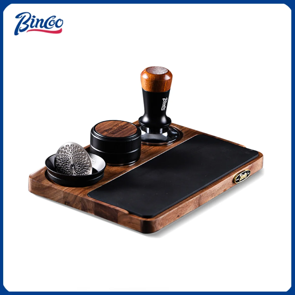 

Bincoo 51mm/58mm Italian Coffee Tamper Pressing Pad Walnut Storage Work Board Bar Mat Pressing Powder Hammer Powder Distributor
