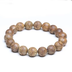 Natural sandalwood jewelry Sandalwood 12mm lotus beads carved bracelet high quality universal