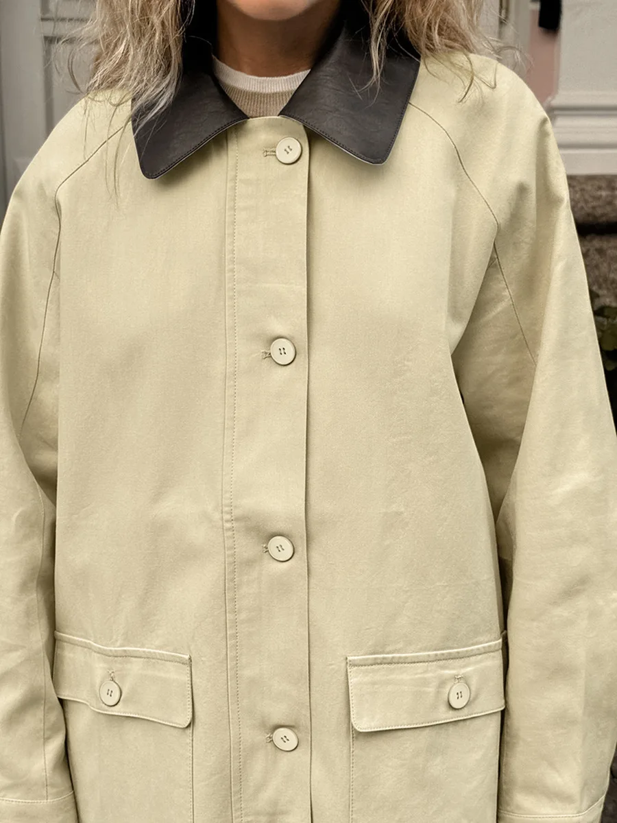 100% Baumwolle Vintage Patchwork Jacke Top Mode Herbst Turndown Kragen Einreiher Casual Mantel England Stil Neue Oberbekleidung