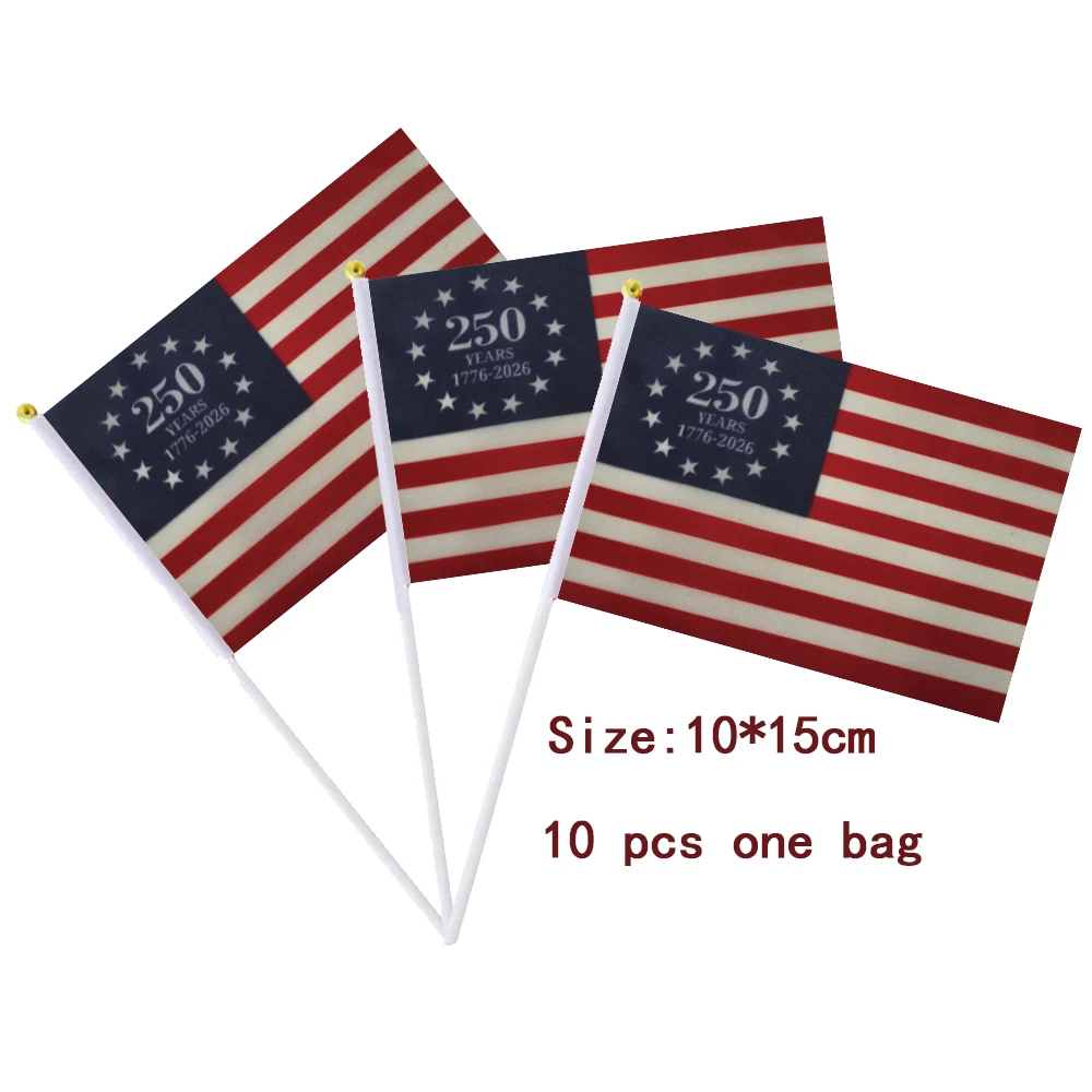 Flagicts 100% Polyester 250th anniversary July 4th Independence Day in the United States Hand Waving flag