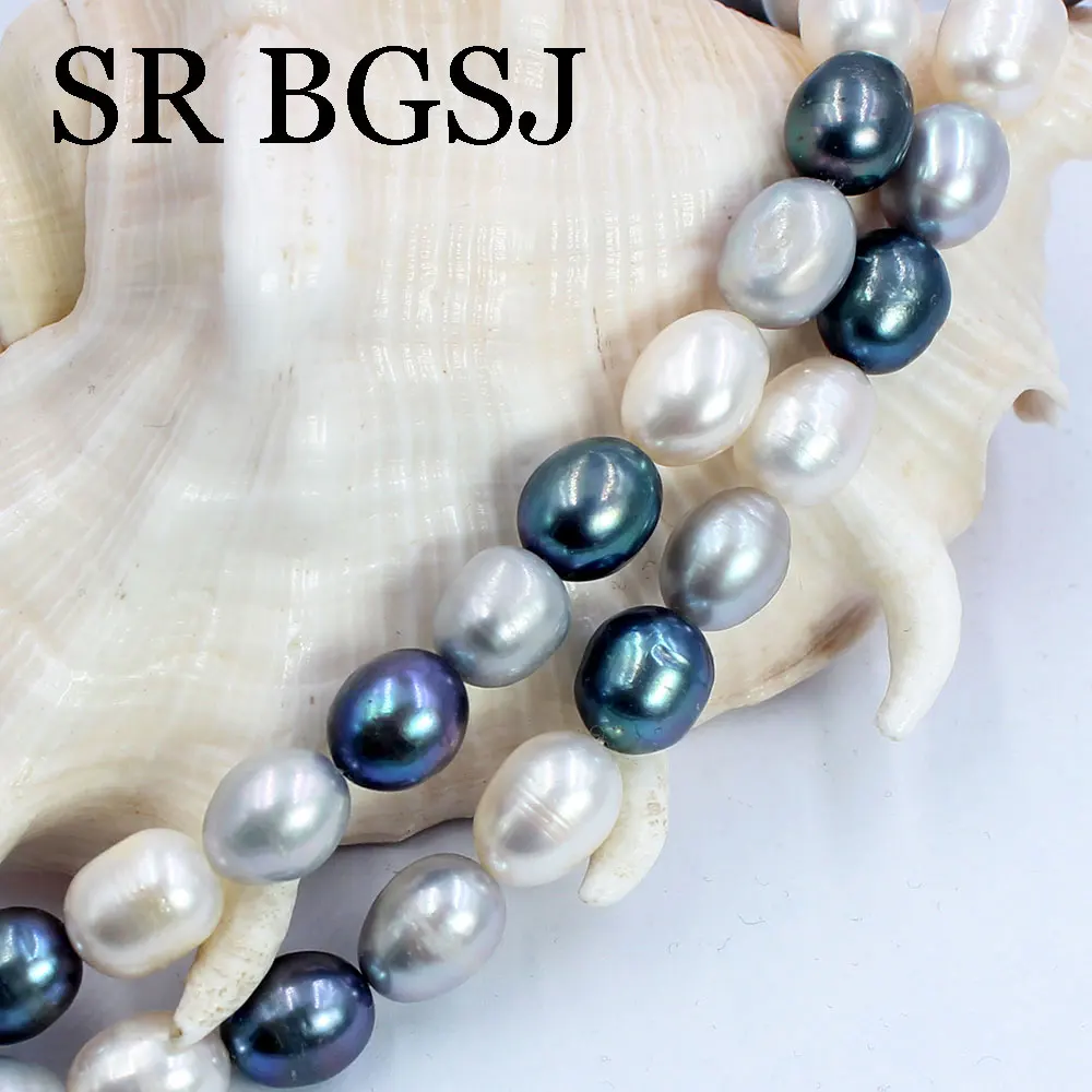 

9-10 мм черный, белый, оливковый натуральный пресноводный жемчуг, изготовление ювелирных изделий, свободные бусины «сделай сам», 15 дюймов