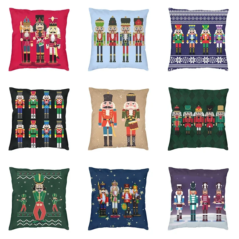 

Nutcracker Soldier Toy Christmas Gift Cushion Cover Living Room Sofa Ornament Bedroom Home Decoration 45x45cm