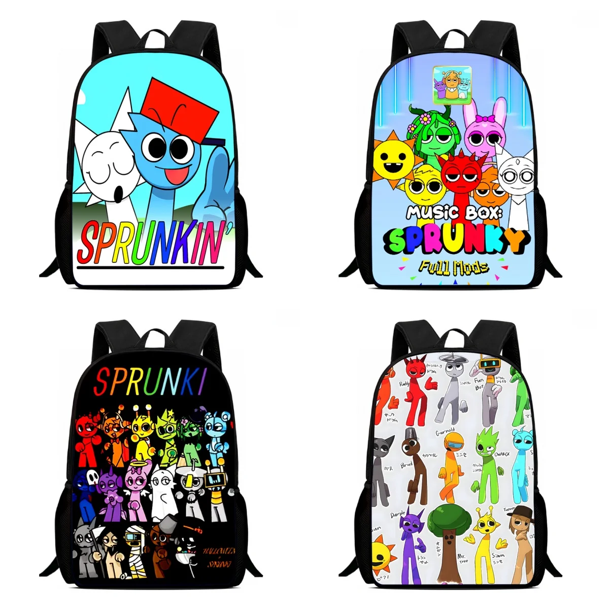 

Cartoon Child School Bags for Girls Boys,Mochila Sprunki School Backpack,Durable Light Weight Cartoon Kids Bag for Kindergarteen