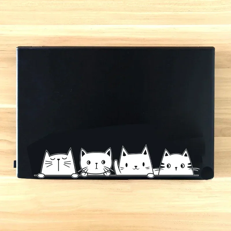 Peeking Cat Vinyl Sticker Car Window Bumper Decoration, Halloween Cats Decals Fur Kitten Laptop Car Stickers