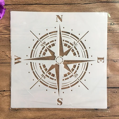 Imagen 1 del producto 30*30 cm tamaño diy artesanía mandala brújula molde para pintar plantillas estampado álbum de fotos tarjeta de papel en relieve sobre madera, pared de tela