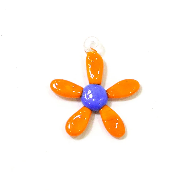 2PCS New Hanging Cute Glass Flower Mini Ornaments Wedding Party Fairy Garden Xmas Decor Pendant DIY Jewelry Necklace Accessories