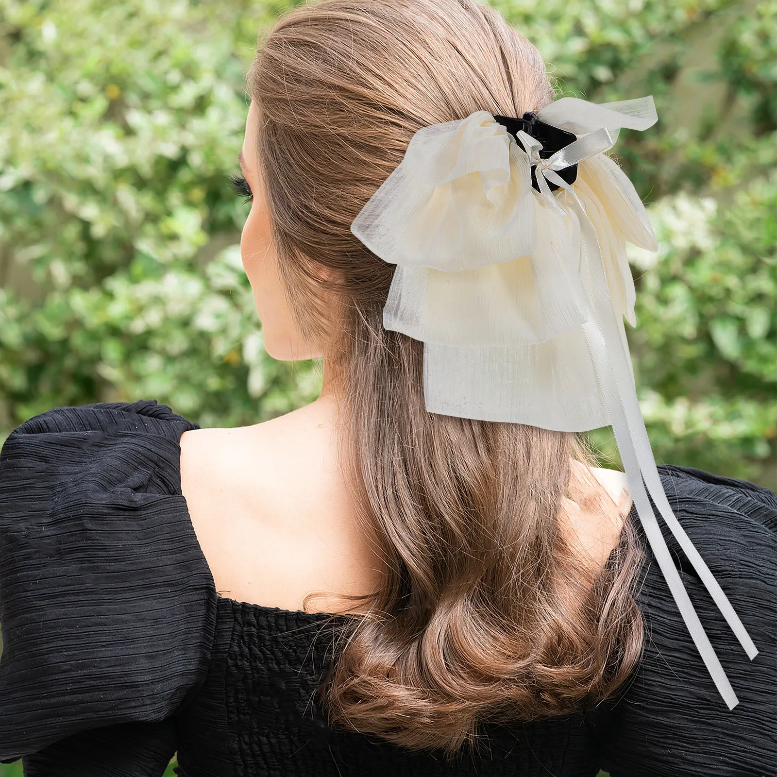 

2Pcs Decorative Bowknot Hair Claws Mesh Fabric Clips for Women Thick Thin Hair Styling Formal Casual Outfits Unique Jaw Clips