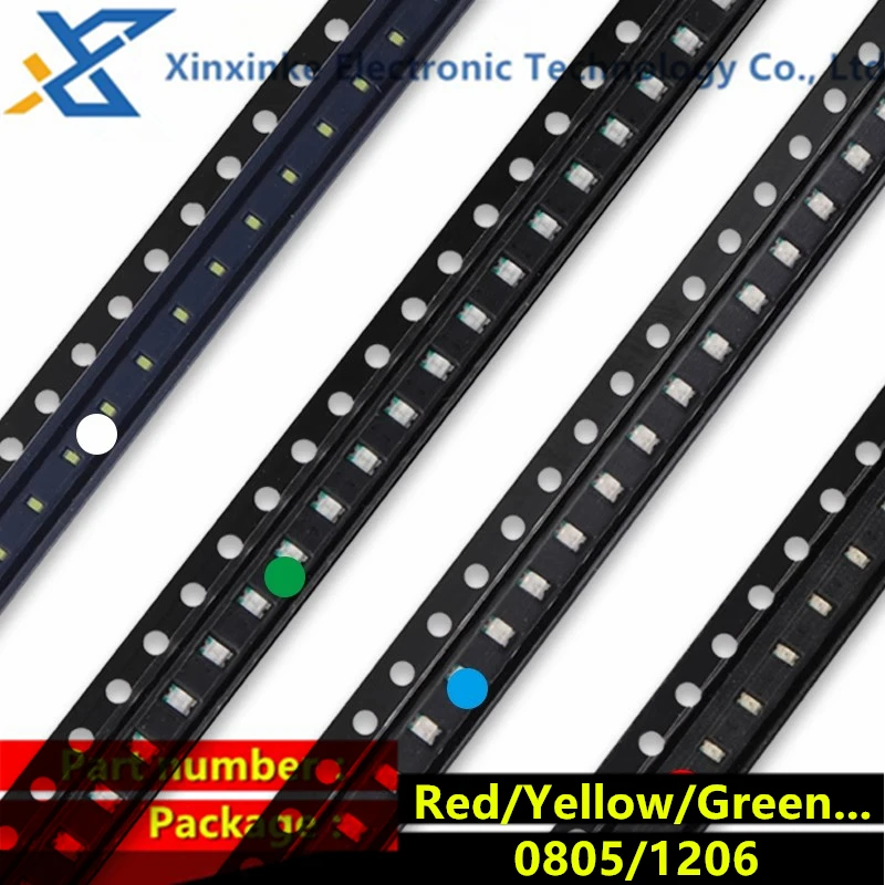 100PCS 0805 1206 SMD Clear LED Red Yellow Green White Blue Orange Light Emitting Diode