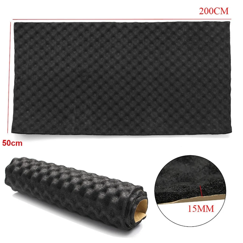 2X Car Sound Deadening Mat 50X200cm Engine Foam Cotton Sticker Noise Dampening Insulation 15Mm Thick