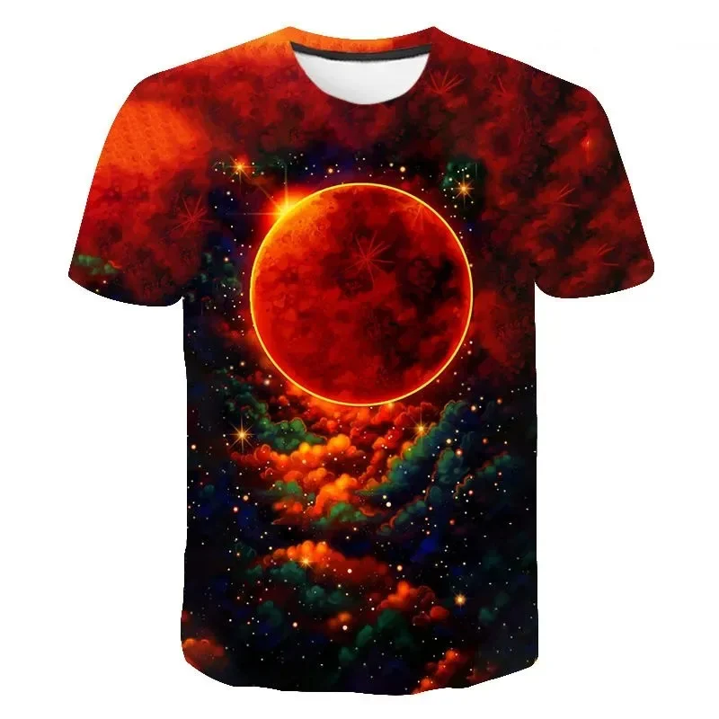 

Universe Planet Pattern T-Shirt For Men Space Galaxy 3D Printed Tees Summer Fashion Personality Streetwear Kids Loose T Shirts