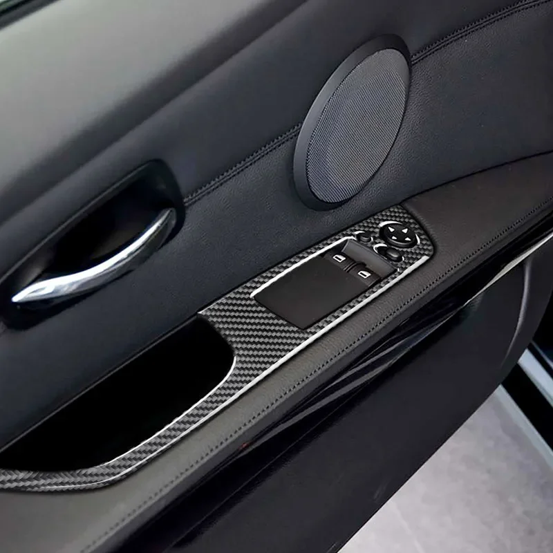 Carbon Fiber For BMW 3 Series E90 E92 E93 Inner Gearshift Air Conditioning CD Panel Door Armrest Cover Trim Sticker Accessories