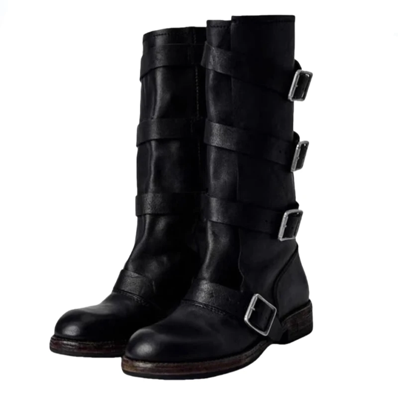 

Women's High Boots Flats Designer Mid Calf Woman Shoes Autumn Retro Chelsea Boots 2025 Fashion Goth Gladiator Botas De Mujer