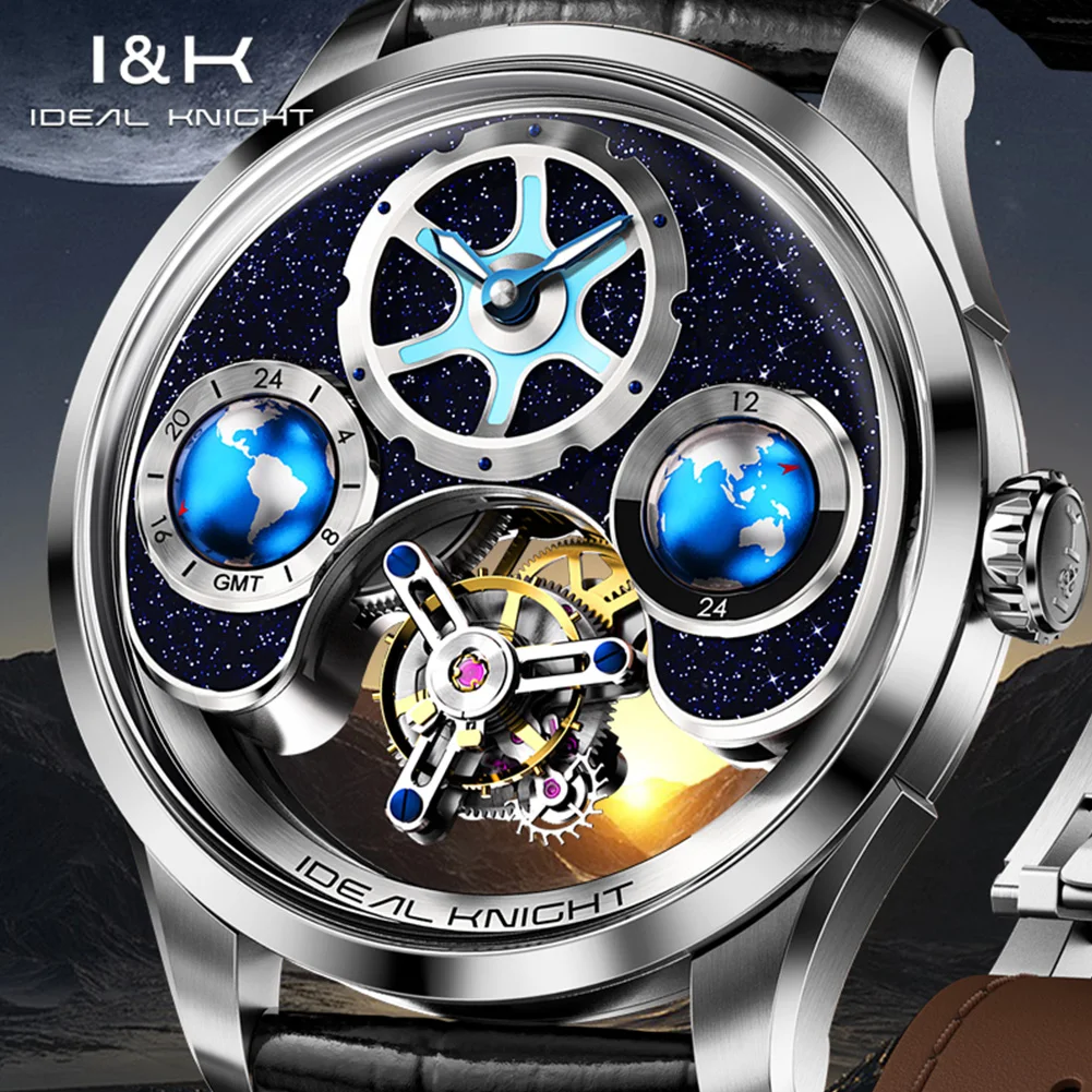 

Ideal Knight Limited Edition Top Tier Men Watch Multi Time Zone Display Automatic Mechanical Watch 316L Precision Steel Strip